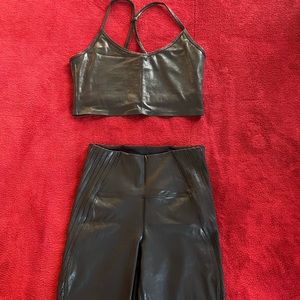 Carbon38 ribbed 7/8 leggings, black size M with matching cami bra, size M